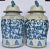 This is a pair of large, high quality porcelain blue and white Balaster Temple Jar / Ginger Jar decorated with a leaf and...