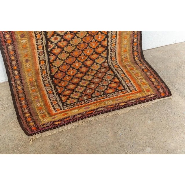 Textile Early 20th Century Vintage Persian Veramin Kilim Orange Area Rug 4'9'' X 9'8'' For Sale - Image 7 of 11