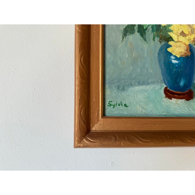 1980s Vintage Silvia Still Life Oil Painting, Framed For Sale - Image 5 of 11