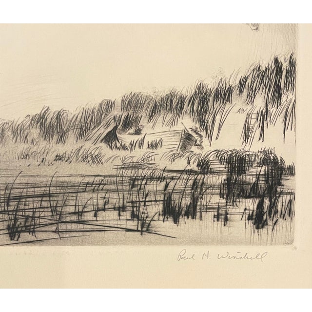 Paul H. Winchell (1903-1972) drypoint of ducks landing, possibly bluebills or scaups. pencil signed lower right. Winchell...