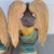 Pair 19th Century Indo-Portuguese Goan Painted Teak Kneeling Angels Statues For Sale - Image 10 of 11