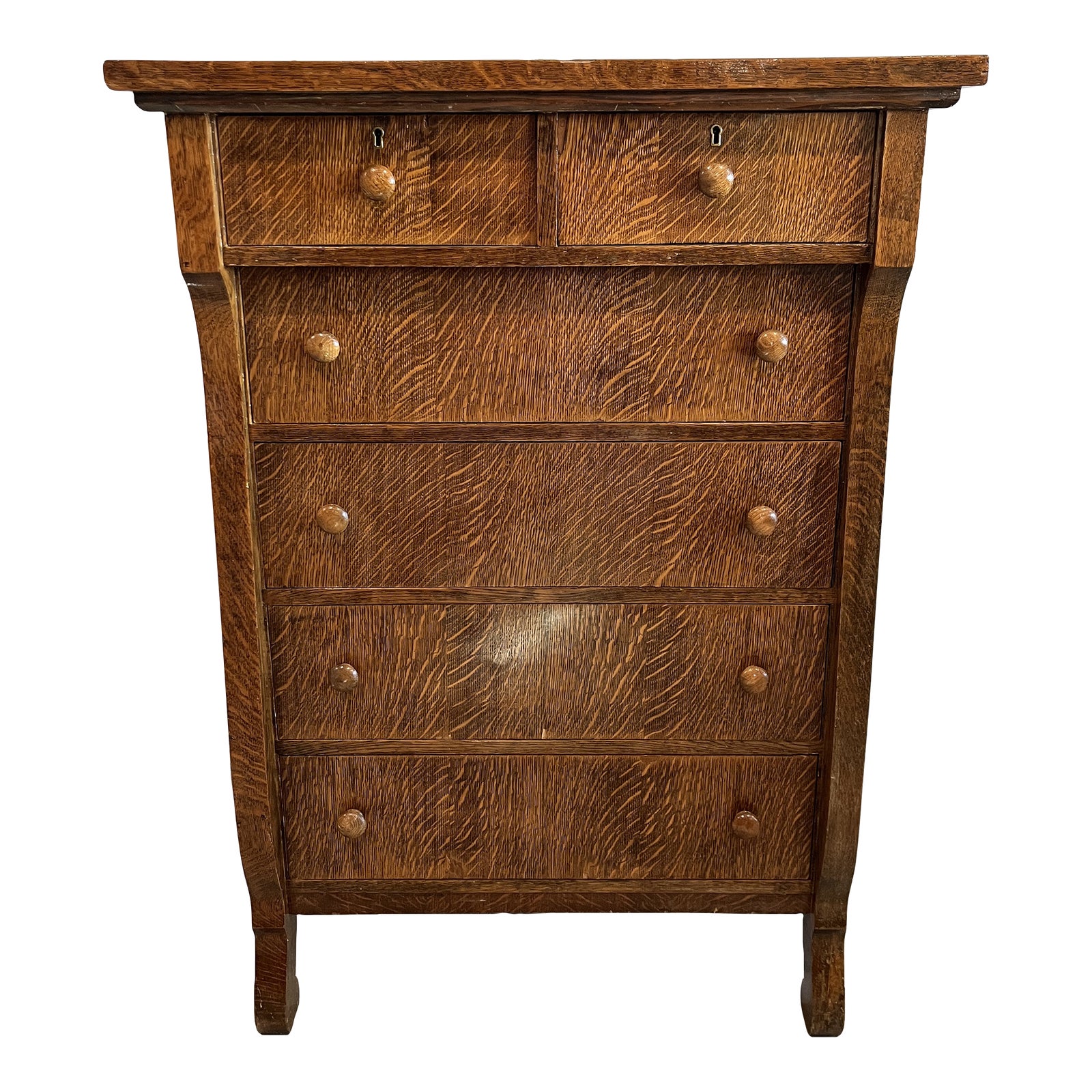 Antique Empire Tiger Wood Tall Highboy Dresser Chairish