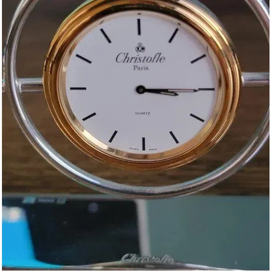 Late 20th Century Vintage Christofle Silver Plated Art Deco Desk Clock For Sale - Image 5 of 12