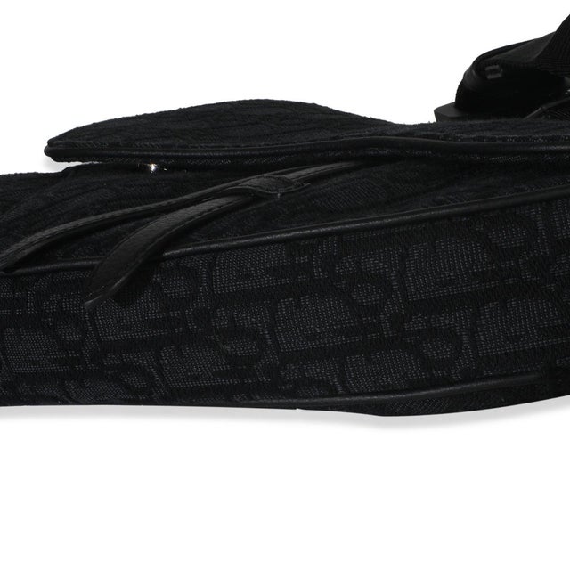 Textile Black Oblique Jacquard Canvas Saddle Crossbody For Sale - Image 7 of 8