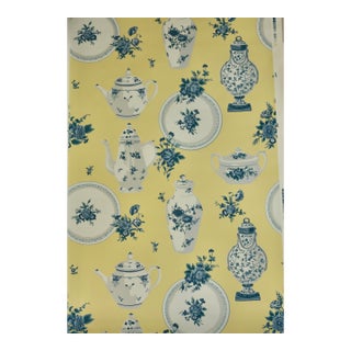 Travers & Co Hand Print Wallpaper "Porcelain Flowers" For Sale
