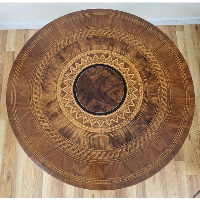 Antique Italian 19th C Exotic Inlaid Oilvewood Salon Side Table For Sale In New York - Image 6 of 15