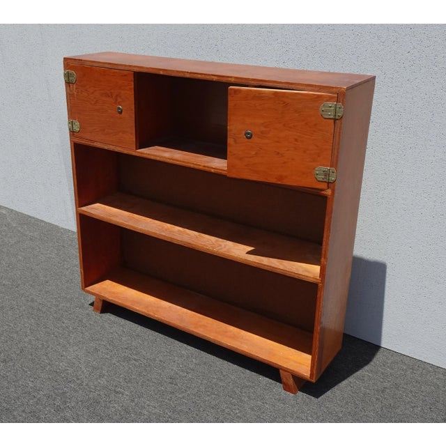 French Country Vintage Mid Century Handmade Brown Bookcase For Sale - Image 3 of 12