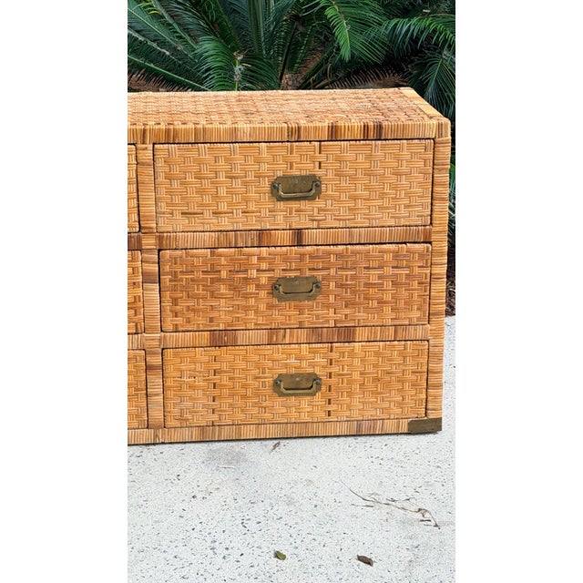 Vintage Island Style Wrapped Rattan Chest of Drawers For Sale - Image 9 of 15