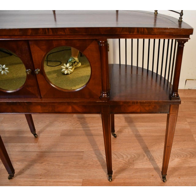 Brown 1930s. English Regency Mahogany & Leather Top Console Table / Sofa Table For Sale - Image 8 of 14