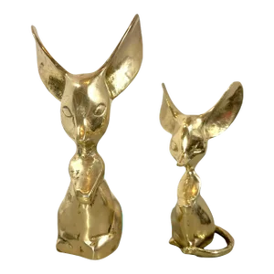 Vintage Mid-Century Brass Big Ear Mice -Set of 2