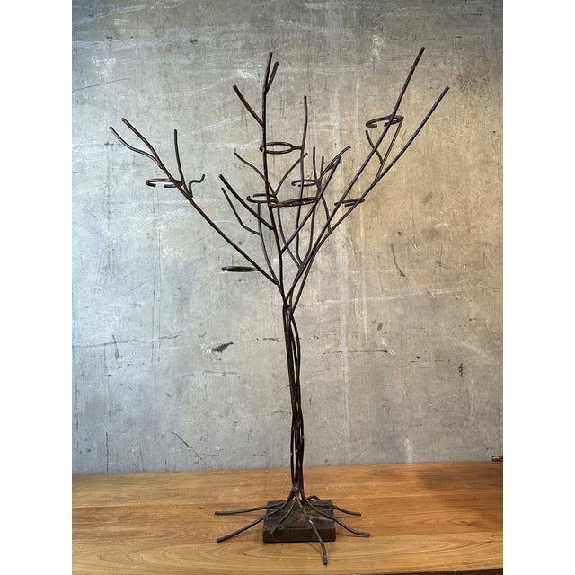 This is a magnificent floor-standing candelabra by renowned designer Jan Barboglio. Crafted from heavy hand-forged iron...