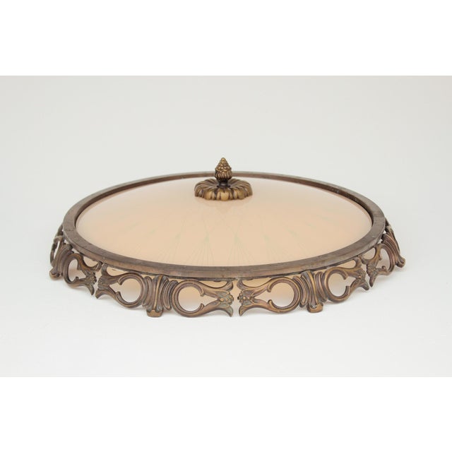 Large Art Deco Recessed Light Fixture in Brass and Glass, 1950s For Sale - Image 3 of 11