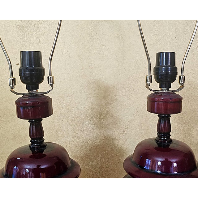 Vintage Sang De Boeuf Red Chinoiserie Ginger Jar Table Lamps - Pair For Sale - Image 13 of 18