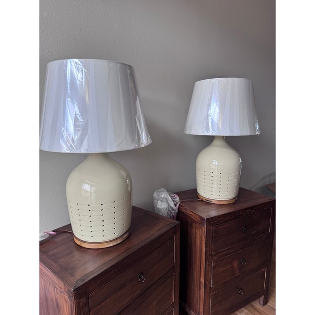Ceramic Pair of Ralph Lauren Halifax Small Table Lamps - Coconut Finish (New in Box) For Sale - Image 7 of 8