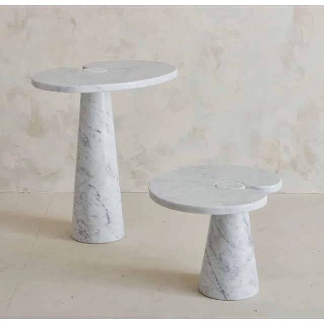 Angelo Mangiarotti Mid 20th Century Tall Carrara Marble Italian Side Table in the Style of Angelo Mangiarotti For Sale - Image 4 of 11