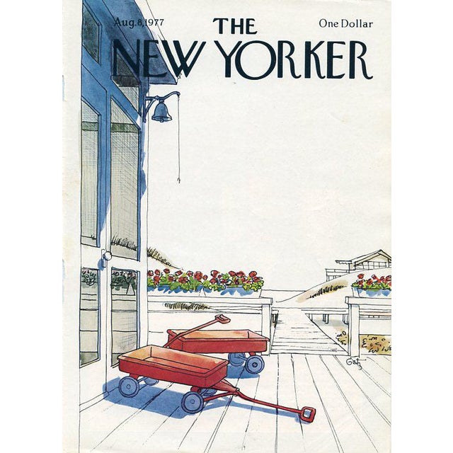 Original vintage New Yorker magazine cover dated August 8, 1977 featuring a Seashore theme. Cover illustration by Arthur...
