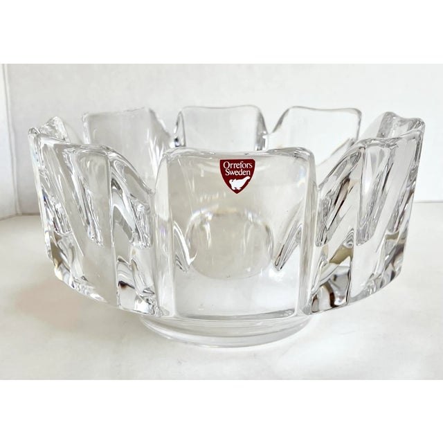 Vintage Orrefors Crystal Corona Bowl by Lars Hellsten | Chairish