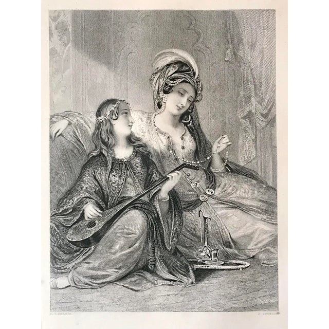 Victorian Antique Victorian English Print Beautiful Women Titled "The Jewels" London 19th Century Engraving For Sale - Image 3 of 7