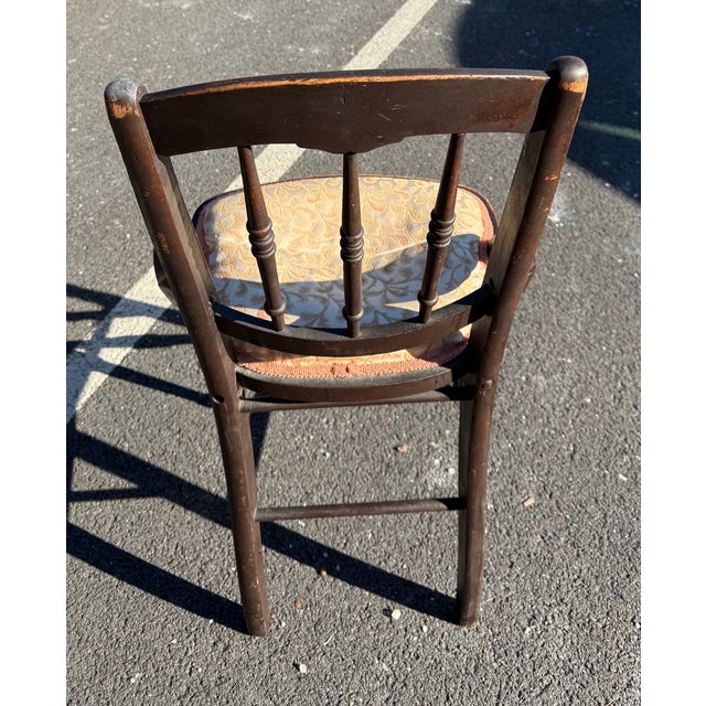 Antique Eastlake Victorian Pressed-Back Side Chair With a Needlepoint Upholstered Seat