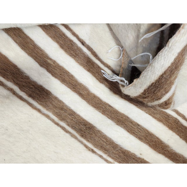 Hand Woven Bedouin Neutral Queen Wool Blanket New For Sale - Image 4 of 6