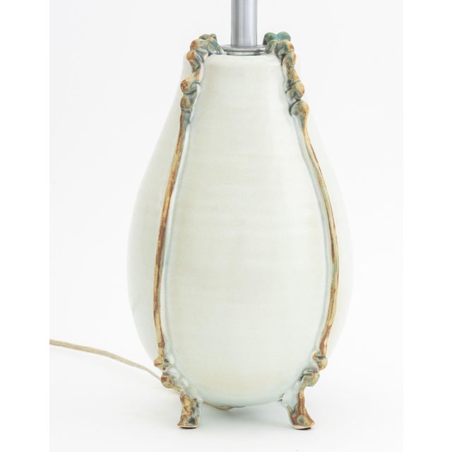 Celadon Glazed Art Pottery Vase Mounted as a Lamp For Sale In New York - Image 6 of 9