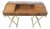 Vintage 1970's Drexel Oxford Square Campaign Style Desk Faux Brass Legs For Sale