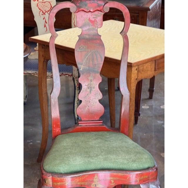 Late 19th Century Late 19th Century Pair of Red Chinoiserie Chairs For Sale - Image 5 of 10