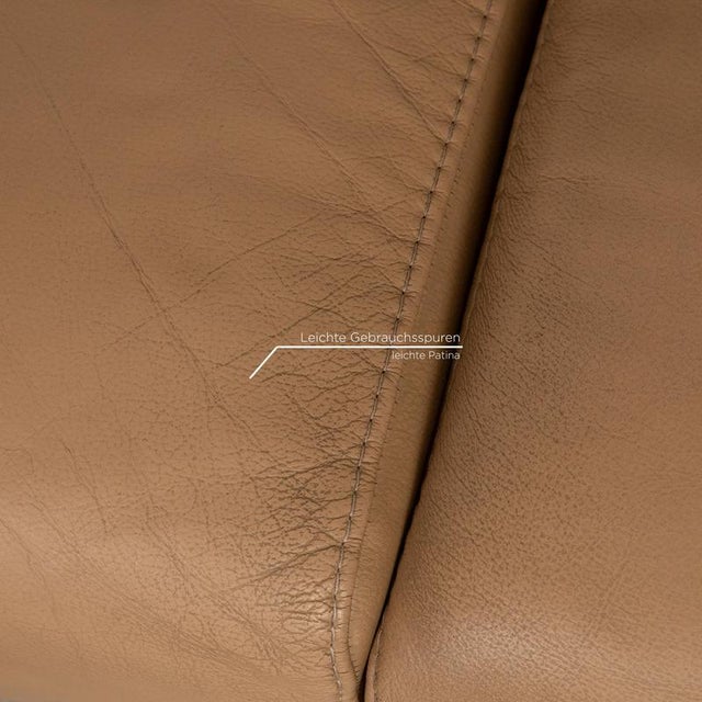 Animal Skin Arion Leather Sofa Beige Four Seater Couch from Stressless For Sale - Image 7 of 14