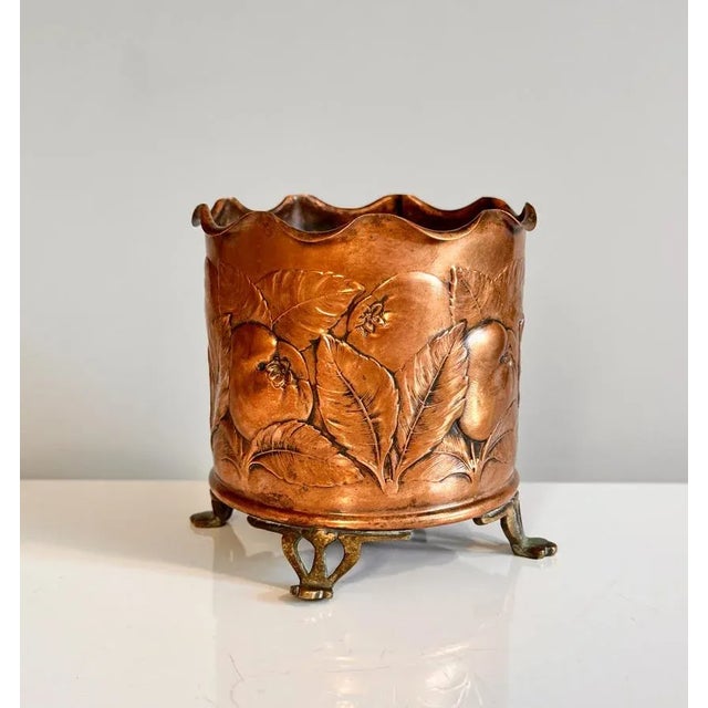 Antique Art Nouveau Sculptural Wine Bottle Holder in Copper & Brass from Carl Deffner, Germany, 1900s For Sale - Image 13 of 13