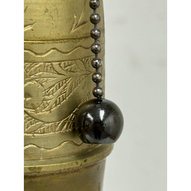 Metal Vintage Etched Brass Table Lamp For Sale - Image 7 of 12