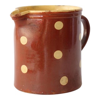 Early 20th Century French Terracotta Polka Dot Pitcher For Sale