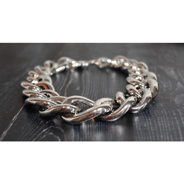 Vintage Givenchy Silver Tone Chunky Chain Necklace For Sale - Image 4 of 13