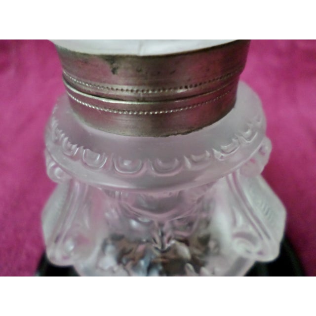 White Antique French Satin Glass Cherub Top With North Wind Face Center Inkwell For Sale - Image 8 of 12