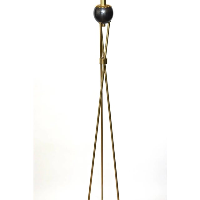 1950s Vintage Tommi Parzinger Style Brass and Gun Metal Floor Lamp Mid Century Modern Restored For Sale - Image 5 of 9