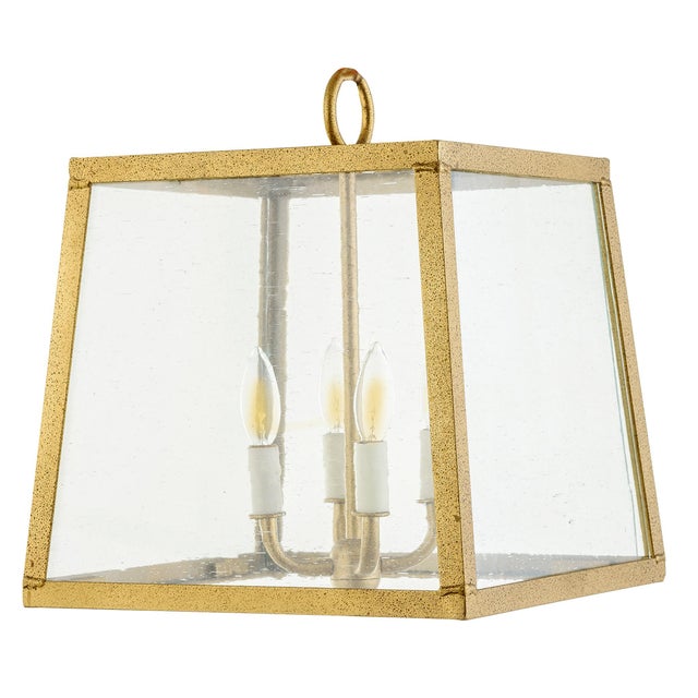 The Box Pendant with Seeded Glass and sloped sides is a timeless design. The seeded glass creates a graceful glow with the...