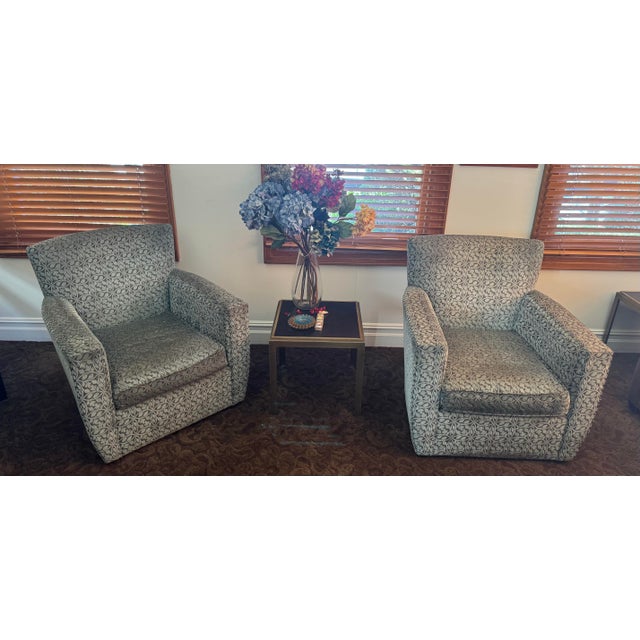 2010s Crate & Barrel Mandy Mist Swivel Chair For Sale - Image 5 of 7