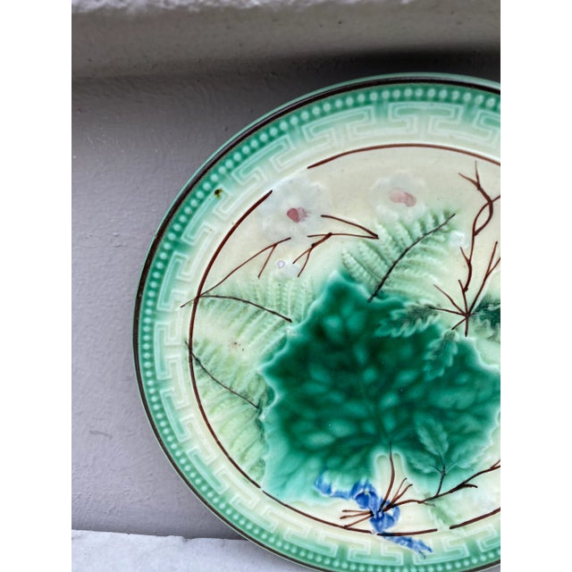Rustic German Majolica Leaf Plate Zell Circa 1890 For Sale - Image 3 of 7
