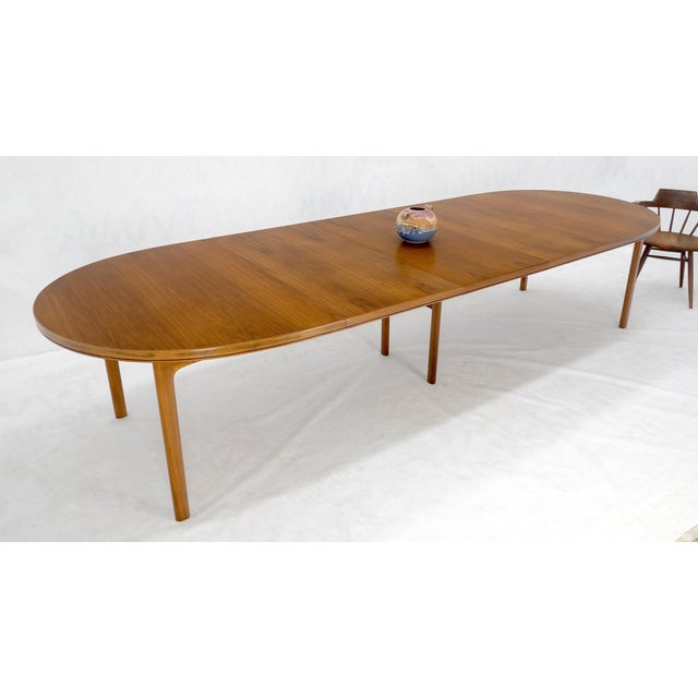 Mid-Century Modern Dux of Sweden Oval Walnut Danish Dining Table with 3Leaves Total 135" in Length For Sale - Image 3 of 12