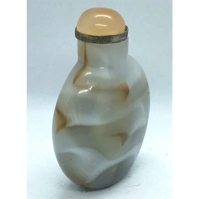 Early 20th Century Vintage Glass Snuff Bottle Imitating Banded Agate For Sale - Image 5 of 10