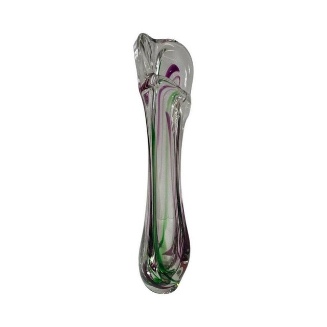 Green and purple crystal glass Vase made by Crystal Maastricht. Design by Max Verboeket. Highly decorative and collectable...