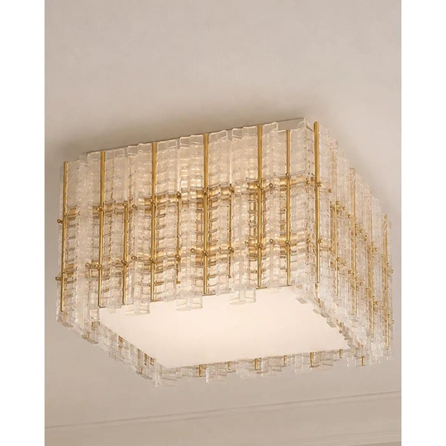 Contemporary Italian Tropical Murano Glass Square Flush Mount by Simoeng For Sale - Image 3 of 5