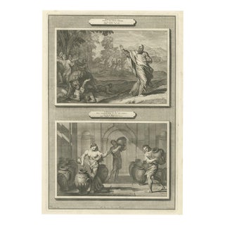 Pieter Mortier, Elisha and the Bears and the Widow's Oil, Pieter 1700, Engraving For Sale