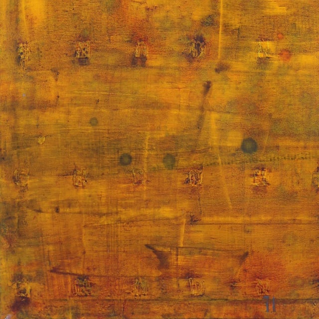 Original Layered Oil Painting on Canvas by Bernhard Zimmer "Awh 191" Minimalist Yellow Artwork For Sale - Image 4 of 9