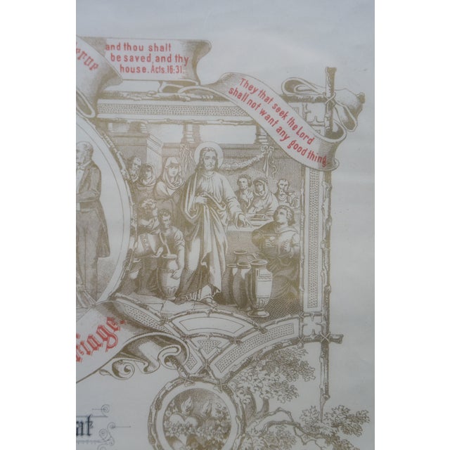 1897 Antique Pa German Fraktur Marriage Wedding Certificate 24" For Sale - Image 10 of 16