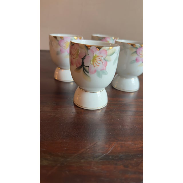 Ceramic Antique, Early 20th Century Noritake Azalea Porcelain Egg Cups, Set of Four For Sale - Image 7 of 8