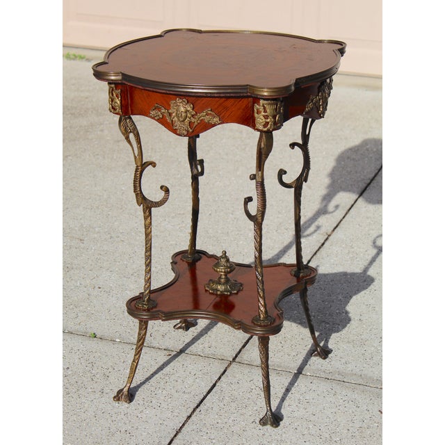 Late 19th Century Late 19th Century French Louis XV Style Parquetry Round End Table With Bronze Mounts For Sale - Image 5 of 15