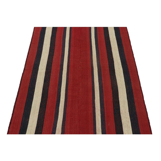 Tribal 1950s Vintage Persian Kilim With Red, Blue, and Off-White Stripes by Rug & Kilim For Sale - Image 3 of 8
