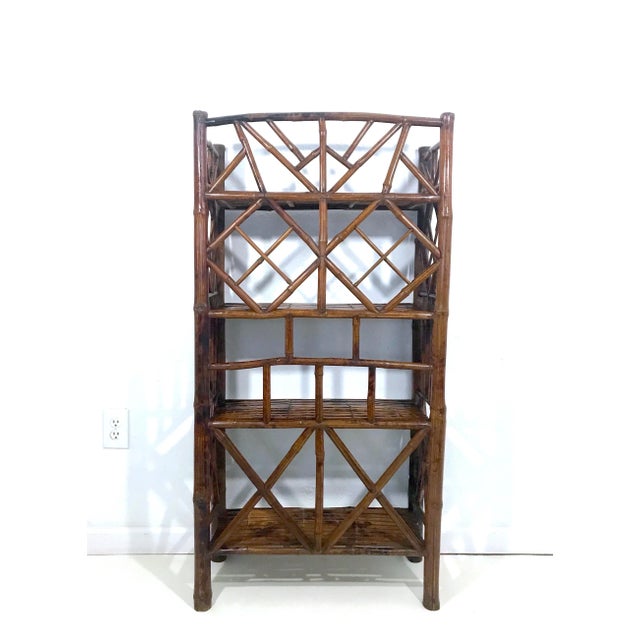 Mid 20th Century Four Tier Traditional Rustic Bamboo Bookcase or Shelving For Sale - Image 5 of 10