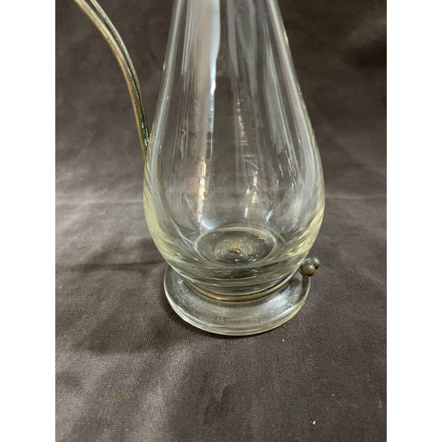 Vintage Brass and Hand Blown Glass Decanter, 1890s For Sale - Image 3 of 8