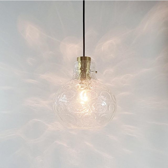 1960s Mid-Century Bubble Glass & Brass Ceiling Light by Helena Tynell for Limburg, Germany, 1960s For Sale - Image 5 of 12